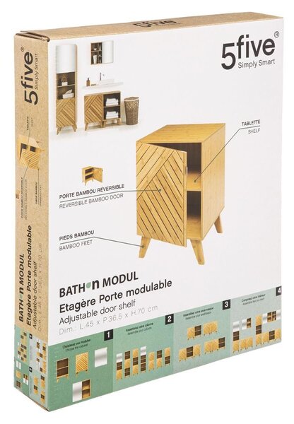 Szafka łazienkowa Bath n'modul, zamykana, bambus, 70 cm
