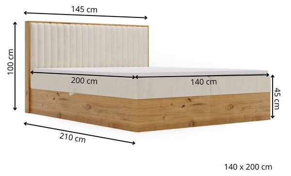 Łóżko kontynentalne z pojemnikiem na pościel 140x200 Forest Brązowy