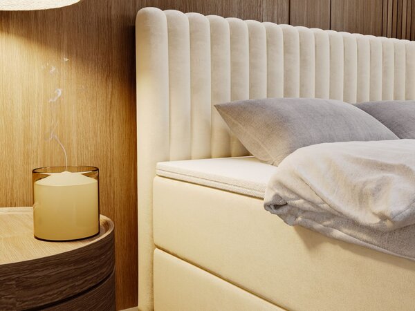 Łóżko kontynentalne z pojemnikiem na pościel 140x200 Marbella beżowe