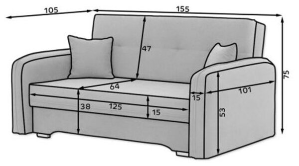 Rozkładana 2-osobowa sofa LAINE, jasnofioletowa