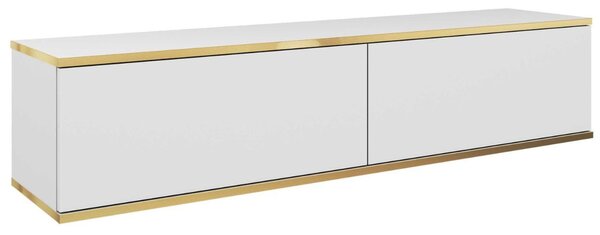 Szafka wisząca pod telewizor z drzwiczkami 135 cm z gładkim frontem Diolo Biała