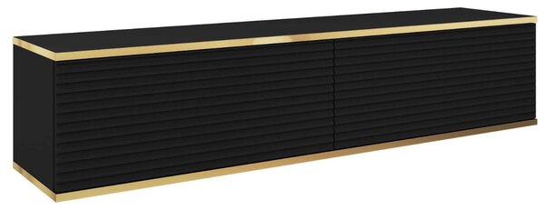 Szafka wisząca pod telewizor z drzwiczkami 135 cm z ryflowanym frontem Diolo Czarna