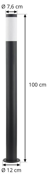 Lampa podłogowa Lindby Statius, antracyt/opal, żelazo, 100 cm Statius, czarny, metal, nowoczesny