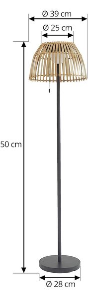 Lampa stojąca LED Lucande Eligio, bambus, Ø 39 cm, RGB Eligio Lucande, możliwość ściemniania, jasne drewno, aluminium, dworkowy / rustykalny