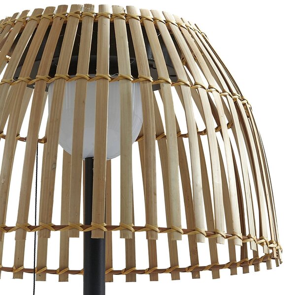 Lampa stojąca LED Lucande Eligio, bambus, Ø 39 cm, RGB Eligio Lucande, możliwość ściemniania, jasne drewno, aluminium, dworkowy / rustykalny