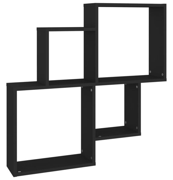 Półka ścienna kostki, czarna 80x15x78,5 materiał drewnopochodny