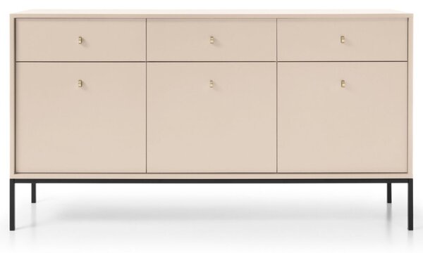 Komoda z drzwiami i szufladami na czarnych nóżkach 154 cm Amor Beż piaskowy