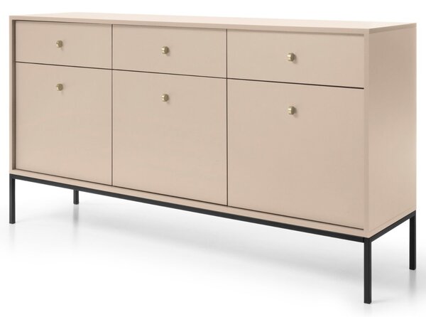 Komoda z drzwiami i szufladami na czarnych nóżkach 154 cm Amor Beż piaskowy