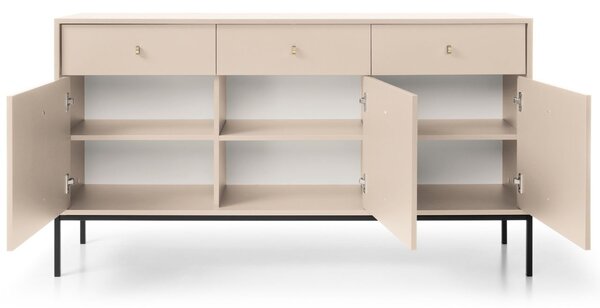 Komoda z drzwiami i szufladami na czarnych nóżkach 154 cm Amor Beż piaskowy