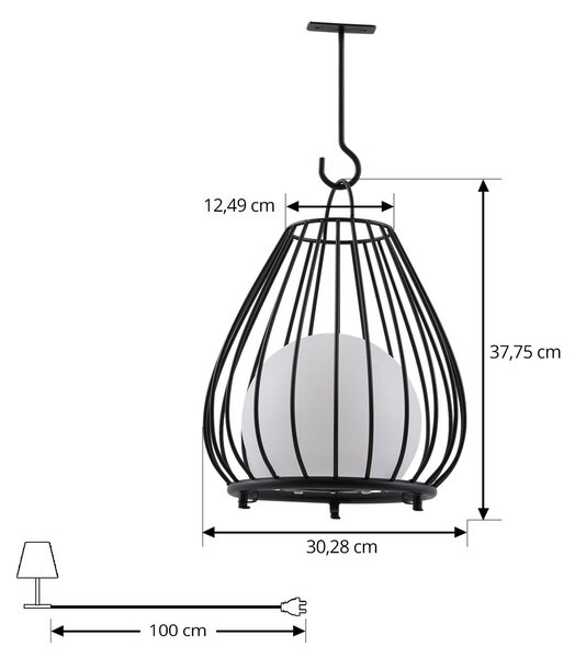 Lampa solarna LED Lindby Kelda, czarna, metalowa, 38 cm, ściemniana. Kelda Lindby, możliwość ściemniania, czarny, aluminium, nowoczesny