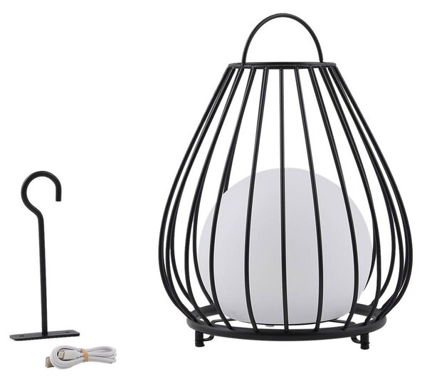 Lampa solarna LED Lindby Kelda, czarna, metalowa, 38 cm, ściemniana. Kelda Lindby, możliwość ściemniania, czarny, aluminium, nowoczesny