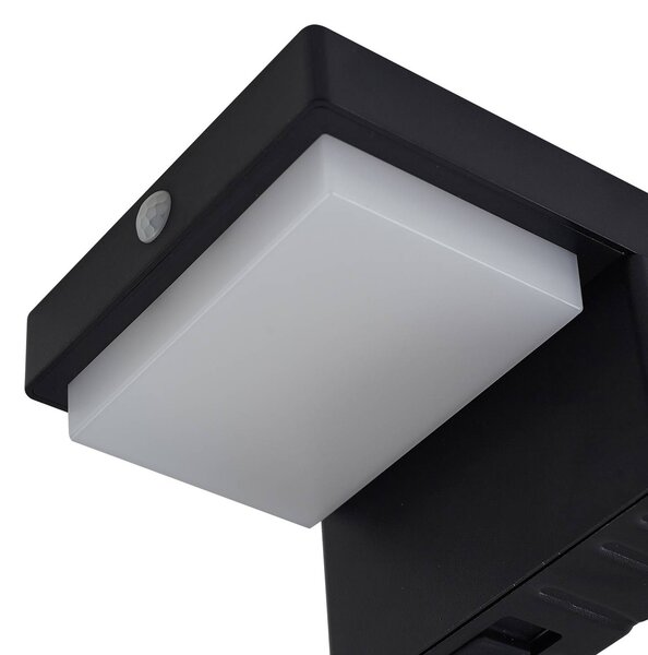 Lindby LED solarny kinkiet Eleazar, czarny, czujnik, ściemniany Eleazar, czarny, aluminium, nowoczesny