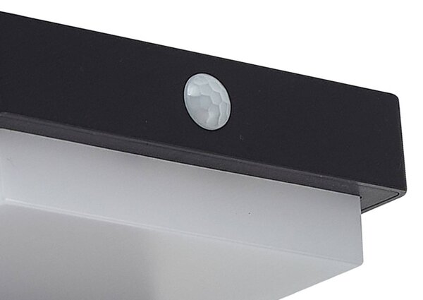 Lindby LED solarny kinkiet Eleazar, czarny, czujnik, ściemniany Eleazar, czarny, aluminium, nowoczesny