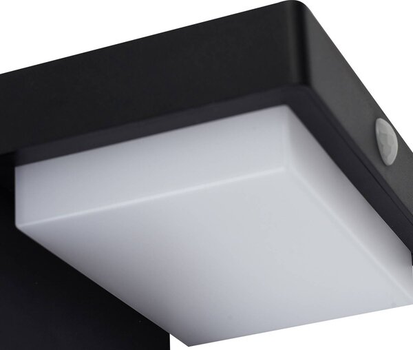 Lindby LED solarny kinkiet Eleazar, czarny, czujnik, ściemniany Eleazar, czarny, aluminium, nowoczesny
