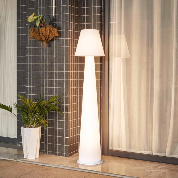 Lucande lampa tarasowa LED Gauri, biała, 153 cm, IP44 Gauri Lucande, możliwość ściemniania, biały / opal, tworzywo sztuczne, nowoczesny