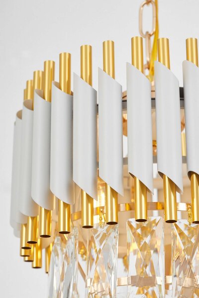 LAMPA WISZĄCA ŻYRANDOL KRYSZTAŁOWY BIAŁO-ZŁOTY MAZINI D25