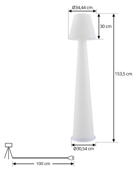 Lucande lampa tarasowa LED Gauri, biała, 153 cm, IP44 Gauri Lucande, możliwość ściemniania, biały / opal, tworzywo sztuczne, nowoczesny