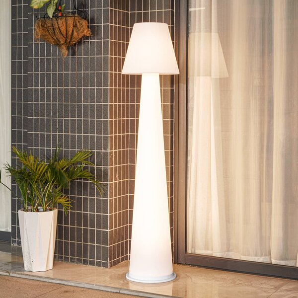 Lucande lampa tarasowa LED Gauri, biała, 153 cm, IP44 Gauri Lucande, możliwość ściemniania, biały / opal, tworzywo sztuczne, nowoczesny