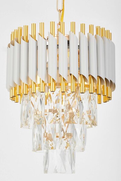 LAMPA WISZĄCA ŻYRANDOL KRYSZTAŁOWY BIAŁO-ZŁOTY MAZINI D25