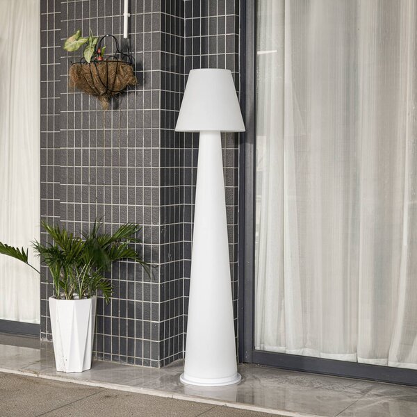 Lucande lampa tarasowa LED Gauri, biała, 153 cm, IP44 Gauri Lucande, możliwość ściemniania, biały / opal, tworzywo sztuczne, nowoczesny