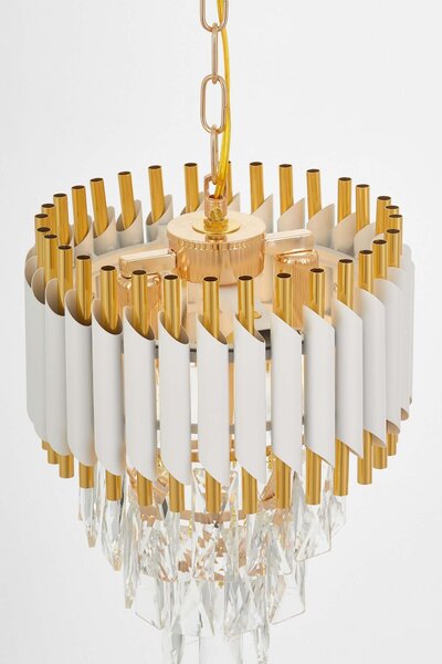 LAMPA WISZĄCA ŻYRANDOL KRYSZTAŁOWY BIAŁO-ZŁOTY MAZINI D25