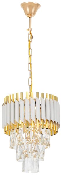 LAMPA WISZĄCA ŻYRANDOL KRYSZTAŁOWY BIAŁO-ZŁOTY MAZINI D25