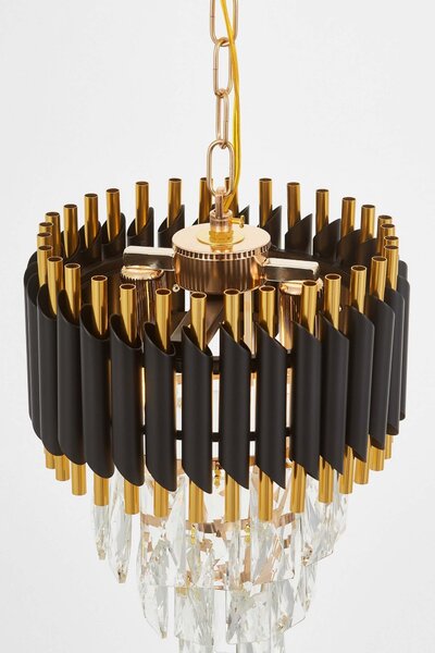 LAMPA WISZĄCA ŻYRANDOL KRYSZTAŁOWY CZARNO-ZŁOTY MAZINI D25