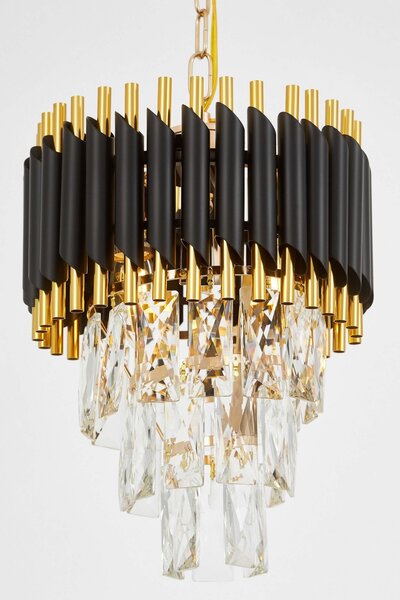 LAMPA WISZĄCA ŻYRANDOL KRYSZTAŁOWY CZARNO-ZŁOTY MAZINI D25