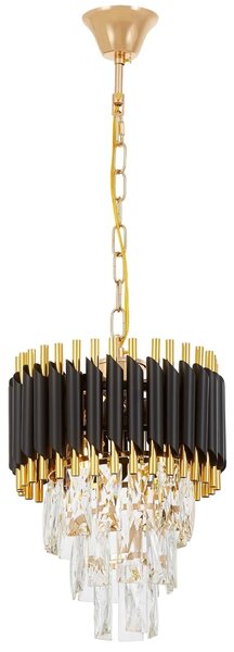 LAMPA WISZĄCA ŻYRANDOL KRYSZTAŁOWY CZARNO-ZŁOTY MAZINI D25