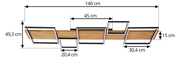 Lampa sufitowa LED Galad Lindby, możliwość ściemniania, jasne drewno, salon / jadalnia, drewno, nowoczesny