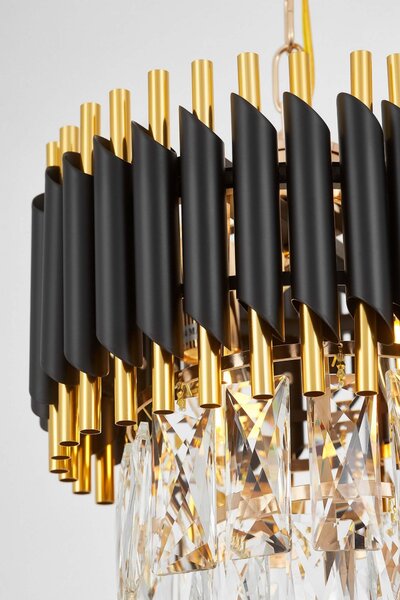 LAMPA WISZĄCA ŻYRANDOL KRYSZTAŁOWY CZARNO-ZŁOTY MAZINI D25