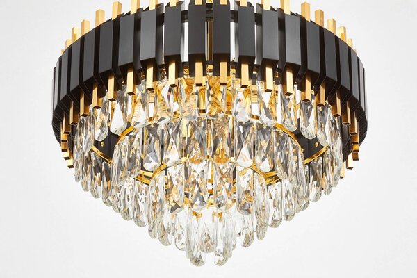 LAMPA WISZĄCA ŻYRANDOL KRYSZTAŁOWY CZARNO-ZŁOTY RIVO D50