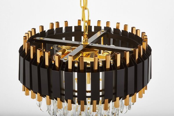 LAMPA WISZĄCA ŻYRANDOL KRYSZTAŁOWY CZARNO-ZŁOTY RIVO D40