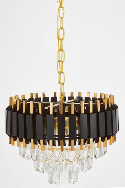 LAMPA WISZĄCA ŻYRANDOL KRYSZTAŁOWY CZARNO-ZŁOTY RIVO D40