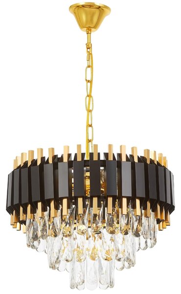 LAMPA WISZĄCA ŻYRANDOL KRYSZTAŁOWY CZARNO-ZŁOTY RIVO D40