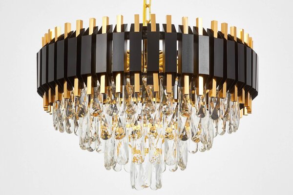 LAMPA WISZĄCA ŻYRANDOL KRYSZTAŁOWY CZARNO-ZŁOTY RIVO D50