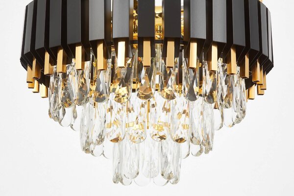 LAMPA WISZĄCA ŻYRANDOL KRYSZTAŁOWY CZARNO-ZŁOTY RIVO D40