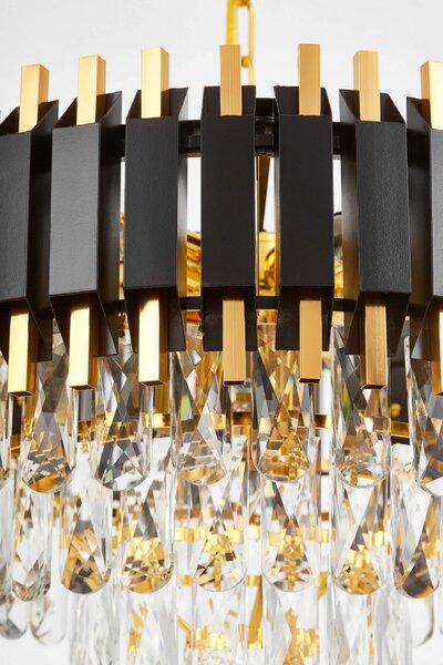 LAMPA WISZĄCA ŻYRANDOL KRYSZTAŁOWY CZARNO-ZŁOTY RIVO D50