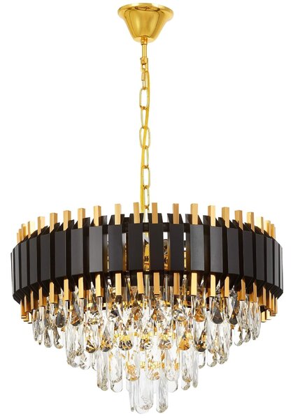 LAMPA WISZĄCA ŻYRANDOL KRYSZTAŁOWY CZARNO-ZŁOTY RIVO D50