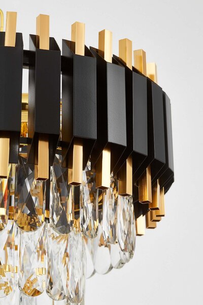 LAMPA WISZĄCA ŻYRANDOL KRYSZTAŁOWY CZARNO-ZŁOTY RIVO D40