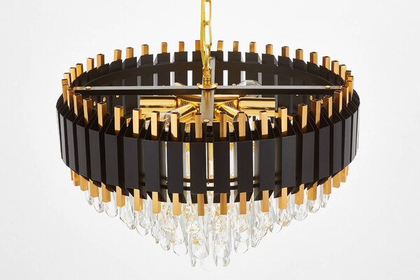 LAMPA WISZĄCA ŻYRANDOL KRYSZTAŁOWY CZARNO-ZŁOTY RIVO D50