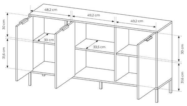 Komoda z drzwiami 153 cm Drino Antracyt