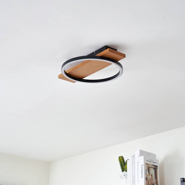 Lampa sufitowa LED Galad Lindby, możliwość ściemniania, jasne drewno, salon / jadalnia, drewno, nowoczesny