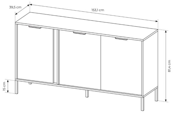 Komoda z drzwiami 153 cm Drino Antracyt