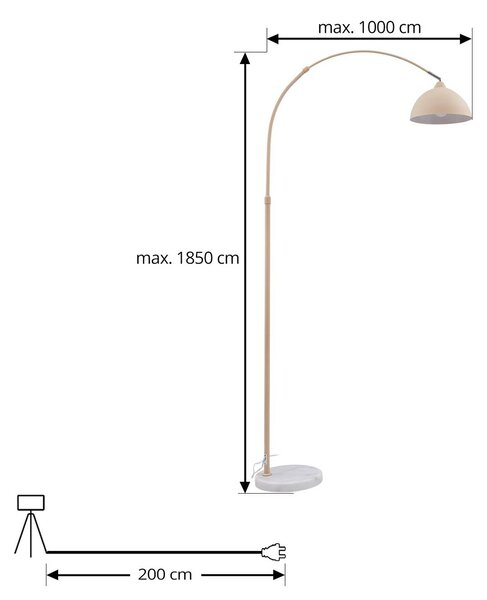 Lampa stojąca Tonka Lindby, kremowy / amber, salon / jadalnia, metal, nowoczesny