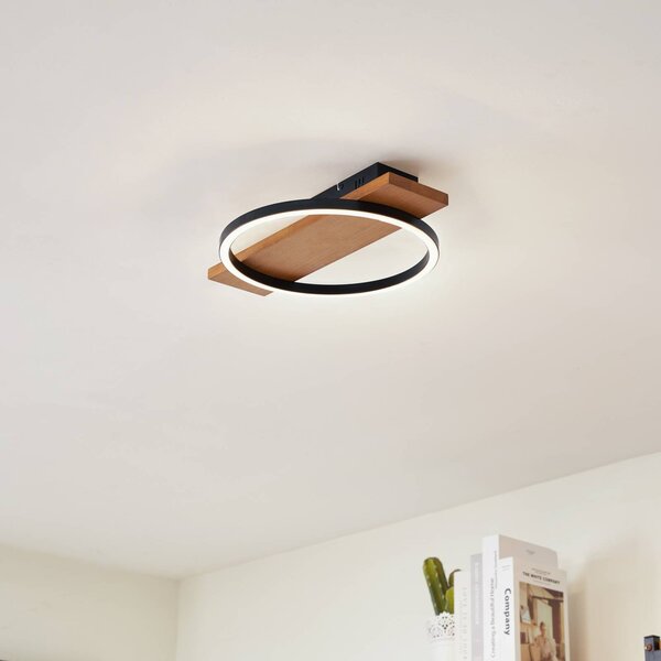 Lampa sufitowa LED Galad Lindby, możliwość ściemniania, jasne drewno, salon / jadalnia, drewno, nowoczesny
