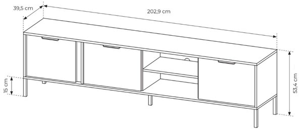 Szafka pod telewizor z drzwiczkami 203 cm Drino Antracyt