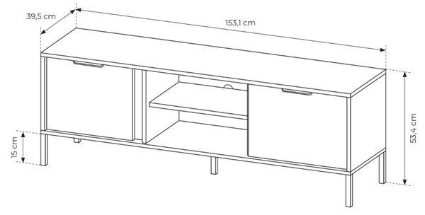 Szafka pod telewizor z drzwiczkami 153 cm Drino Antracyt