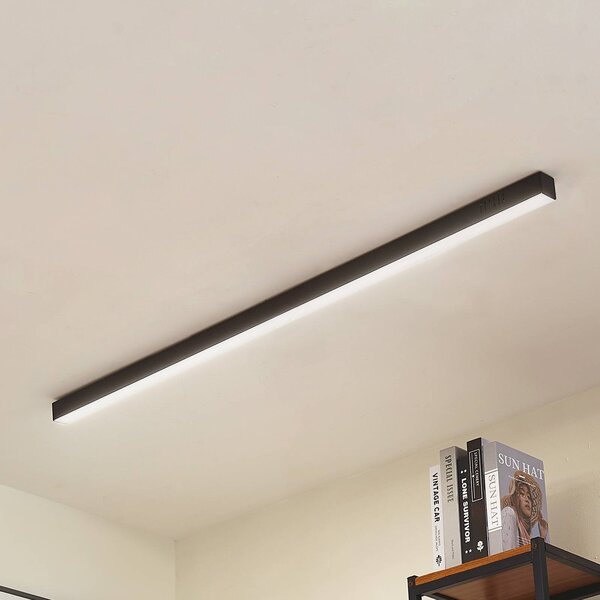 Lampa sufitowa LED Teniona Lucande, możliwość ściemniania, czarny, salon / jadalnia, aluminium, nowoczesny