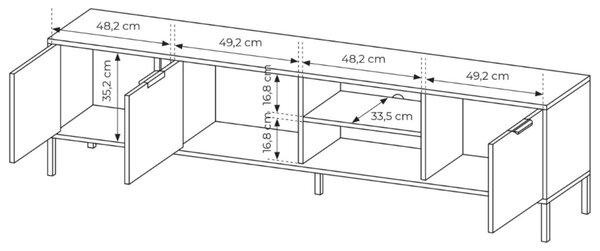Szafka pod telewizor z drzwiczkami 203 cm Drino Antracyt